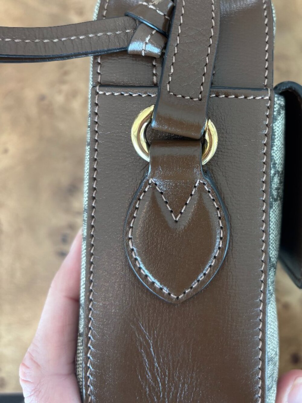 Gucci GG Supreme Monogram Small Horsebit 1955 Shoulder Bag Beige Brown Sugar - Picture 7 of 16